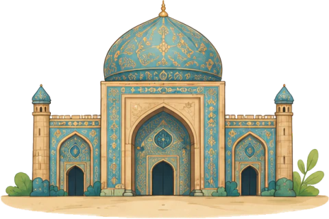 Afghan building with a turquoise dome